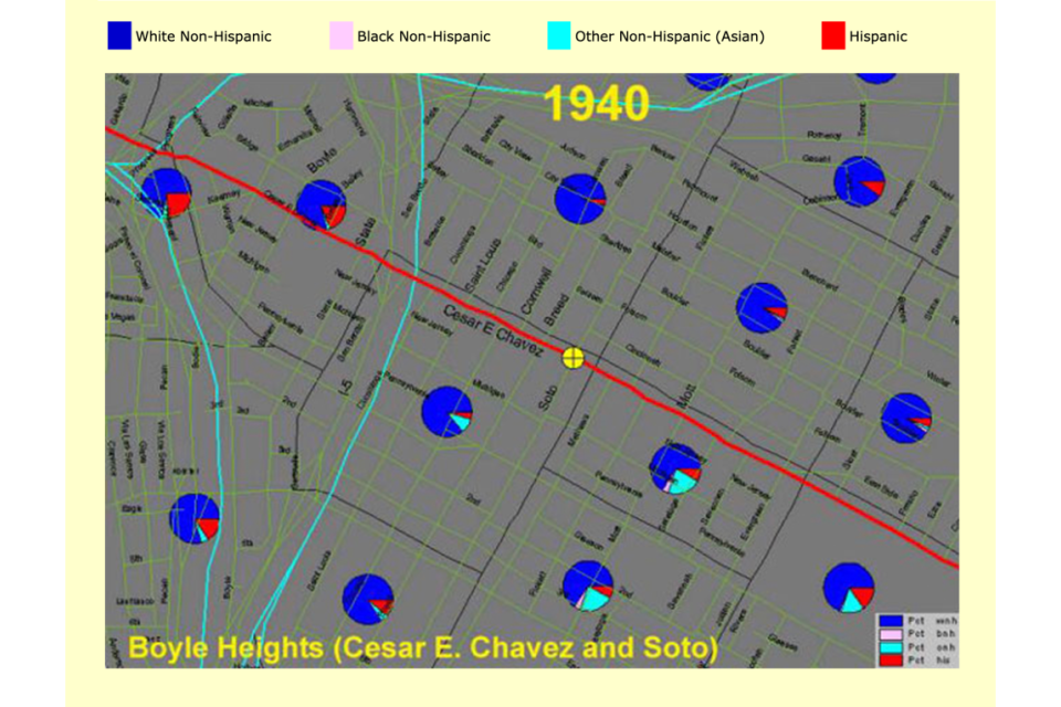 1940 map of the boyle Heights demographics